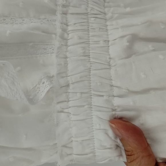 Forever 21 white dress XS swiss dot lace tiered two button back closure ruffles - Picture 6 of 11